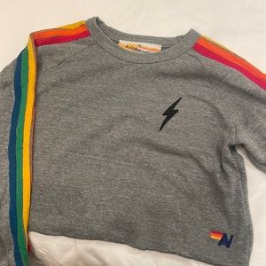Cropped aviator nation lightning bolt crewneck